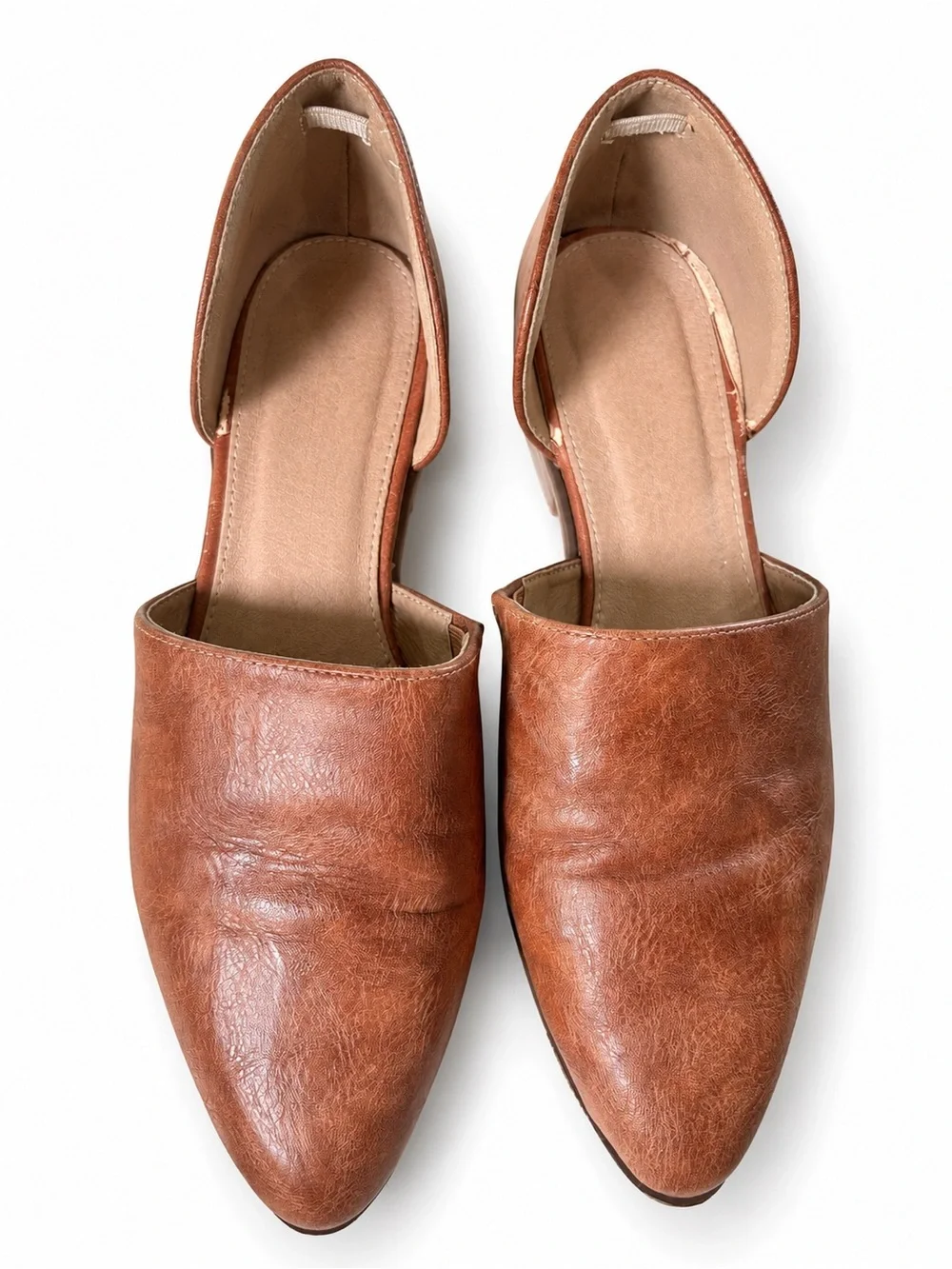 Catherine Malandrino Alaney Cognac Leather D’Orsay Flats Size 9